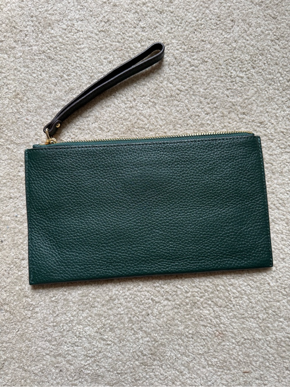 Michael Kors Dark Green Pebbled Leather Wristlet Clutch with Gold Hardware - Picture 2 of 5